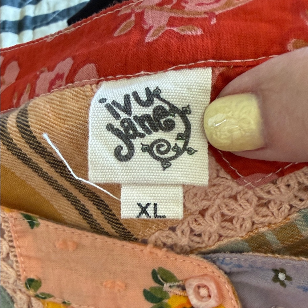 ivy jane Patchwork Floral & Plaid Button-Up Tunic - Pink, Red, Blue - Picture 4 of 4